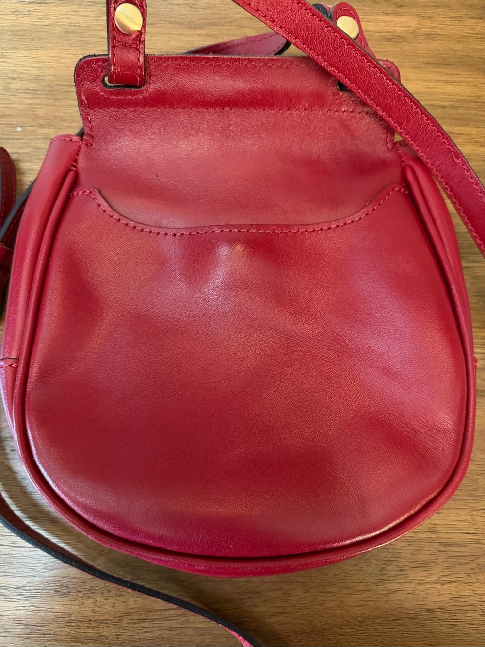 Patricia Nash Ruby Red Rose Embossed Leather Saddle Crossbody Bag Floral - Picture 11 of 16